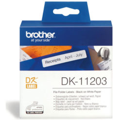 Brother DK11203 White Folder Labels - 17mm x 87mm - 300 per roll