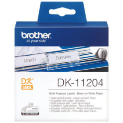 Brother DK11204 White Multi-purpose Labels - 17mm 54mm - 400 per roll