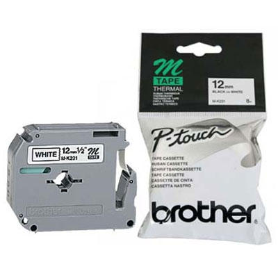 Brother M-K231 12mm Black on White Labelling Tape – 8 metres – Adelaide ...